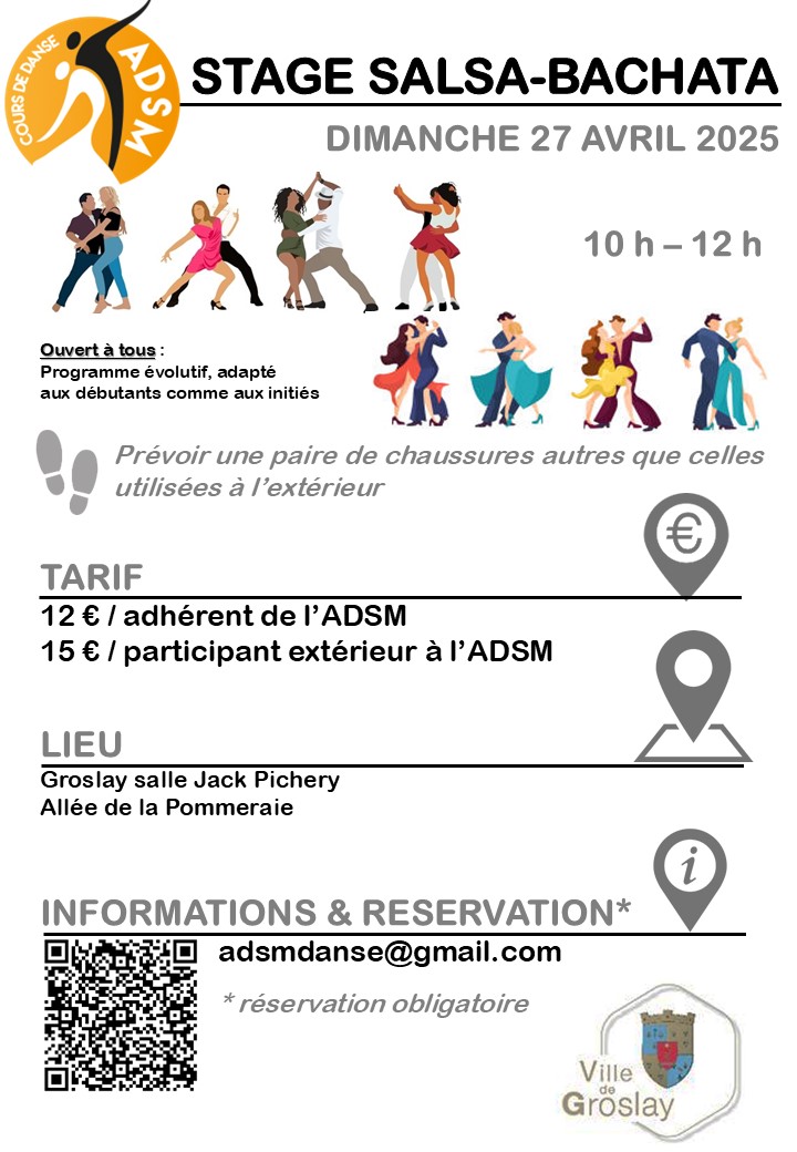 Stage Salsa Bachata - Groslay - 27 avril 2025