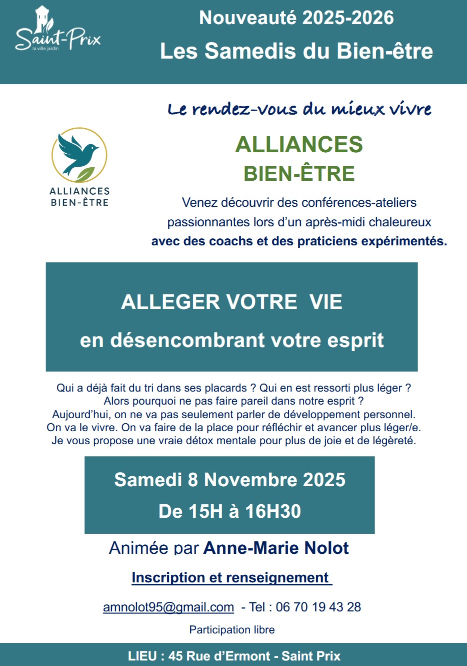 Atelier Bien-être 8 novembre 2025 Atelier Bien-être 8 novembre 2025
