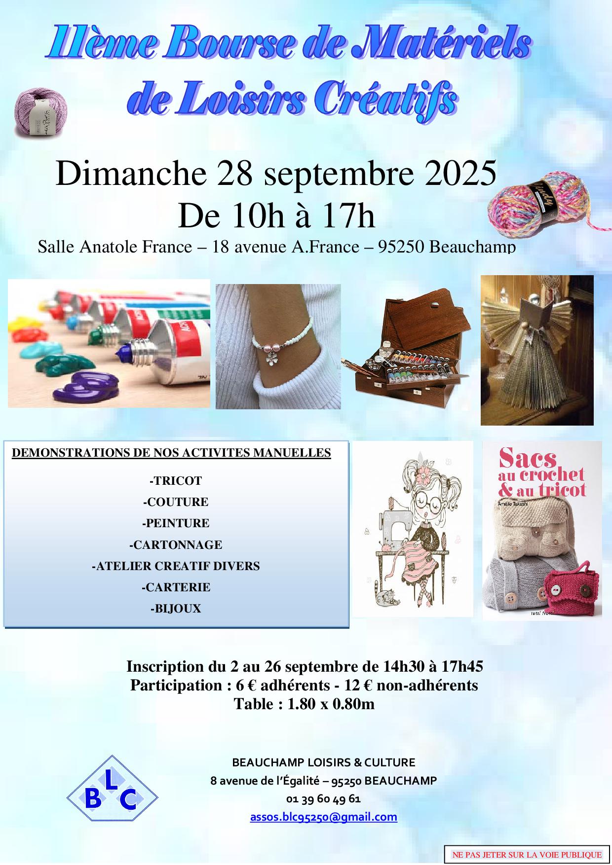 Bourse loisirs créatifs - 28 septembre 2025