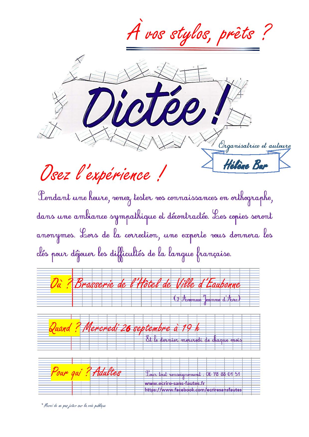 Dictée d'Hélène Bur le 26 septembre 2018