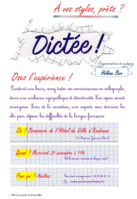 Dictée d'Hélène Bur 29 novembre 2017