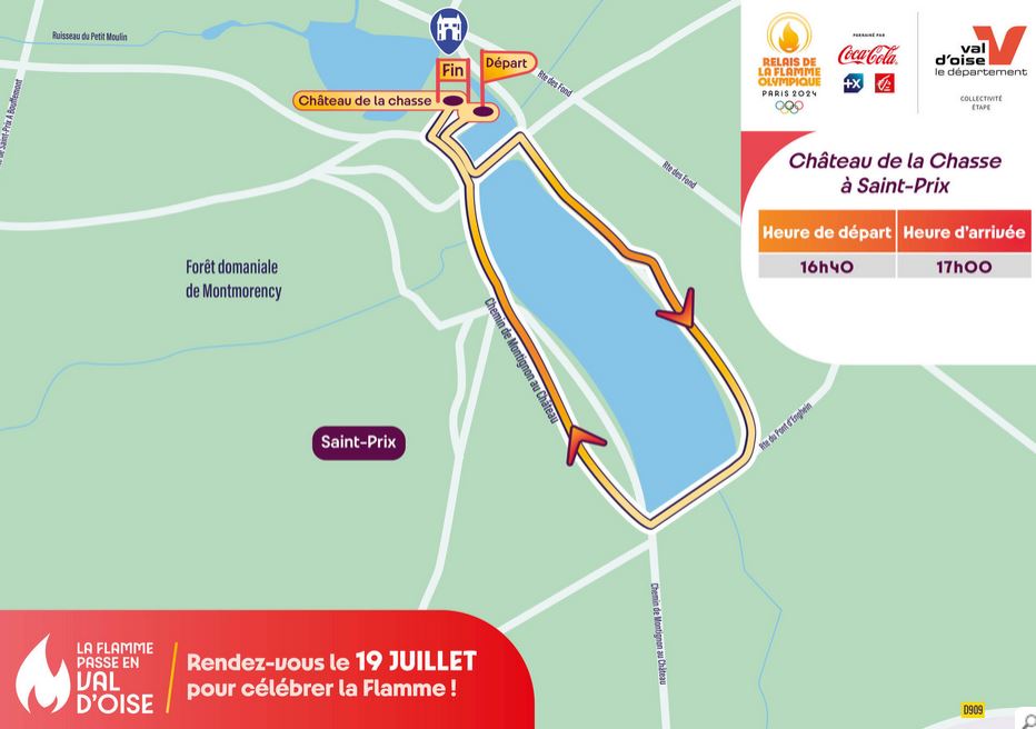Flamme Olympique - Château de la Chasse - Plan issu site du Val d'Oise