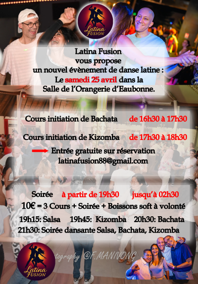 Journ&eacute;e Soir&eacute;e sp&eacute;ciale Danses latines - Eaubonne - 25 avril 2026