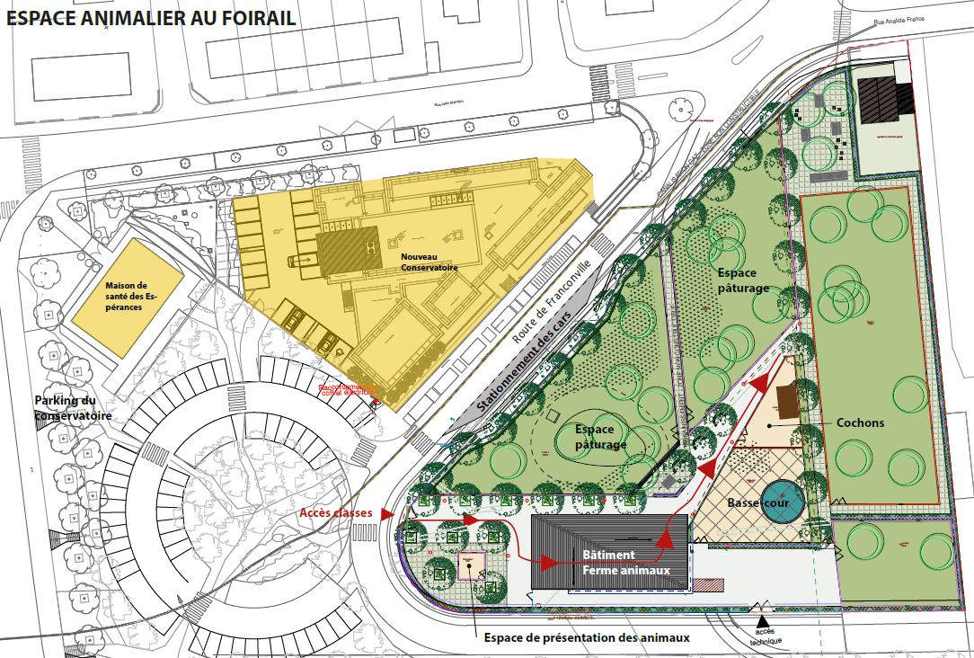 Plan de l'espace animalierde la ferme pédagogique  (issu du site internet de la Ville d'Ermont)