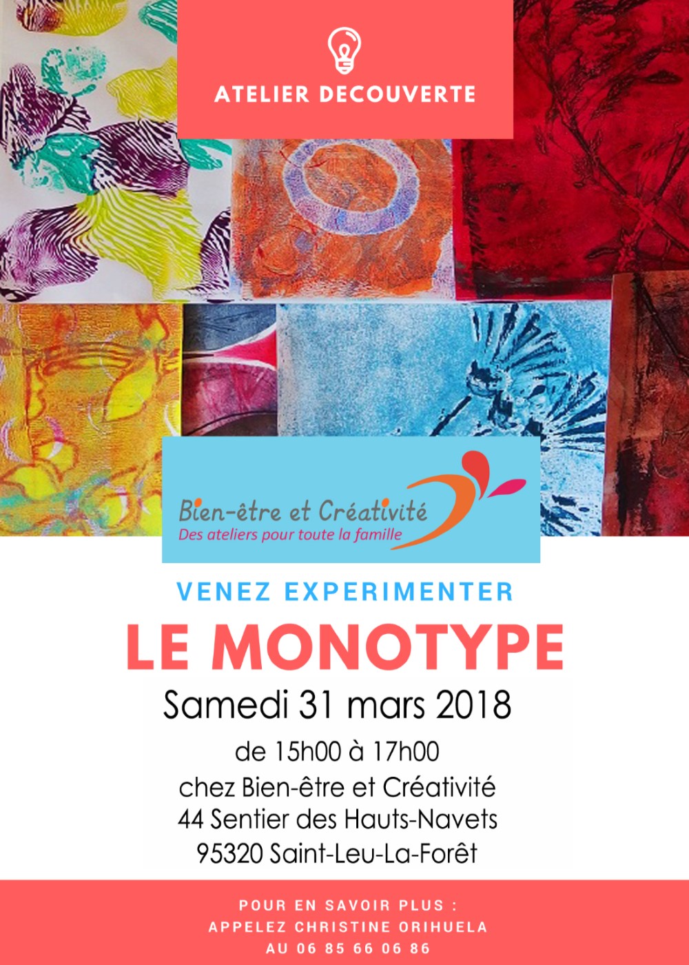Atelier monotype le 31 mars 2018