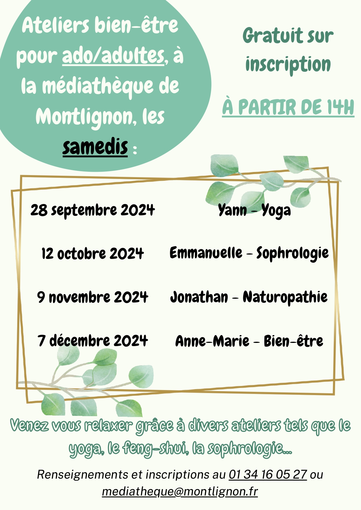 Ateliers bien-être Montlignon 2024