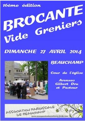 brocante à BEAUCHAMP 27 avril 2014