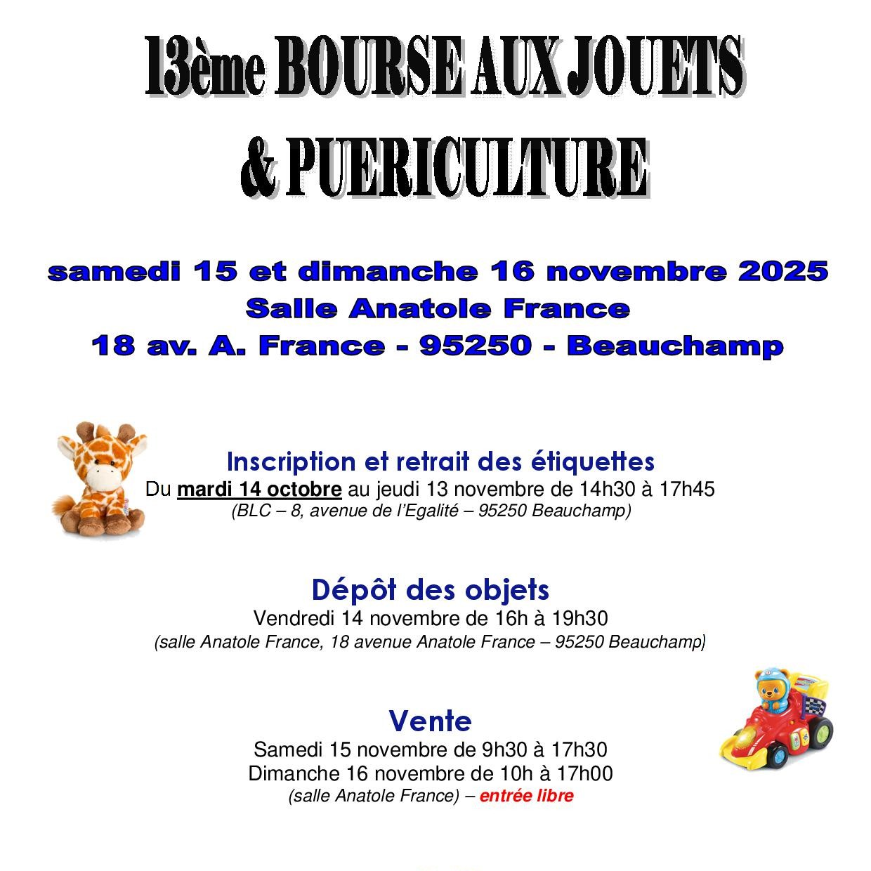 Bourse aux jouets BLC Beauchamp - 2025 Bourse aux jouets BLC Beauchamp - 2025