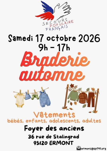 Braderie automne Secours Populaire Ermont 17 octobre 2026