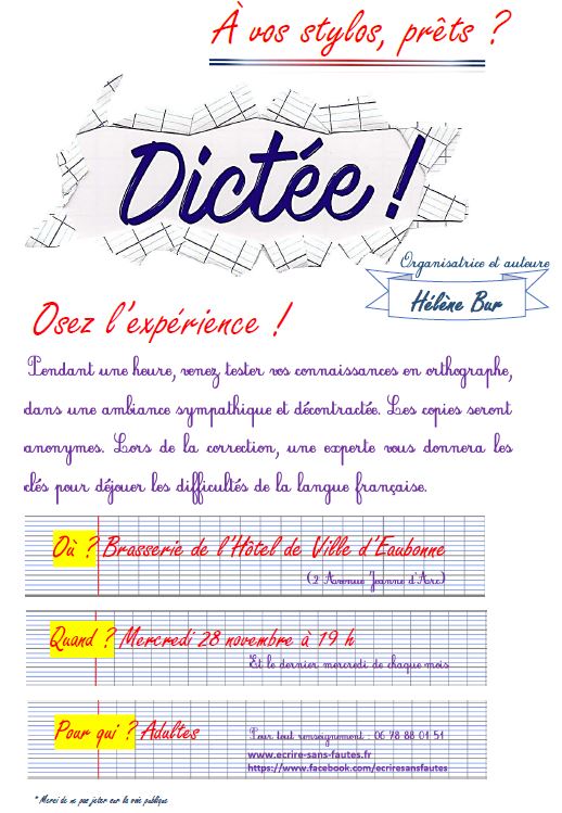 Dictée d'Hélène Bur le 28 novembre 2018