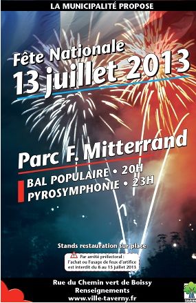FEU ARTIFICE TAVERNY 13 JUILLET 2013