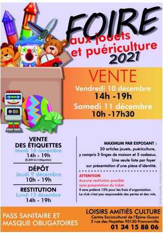 Foire aux jouets et puériculture 2021 - Franconville