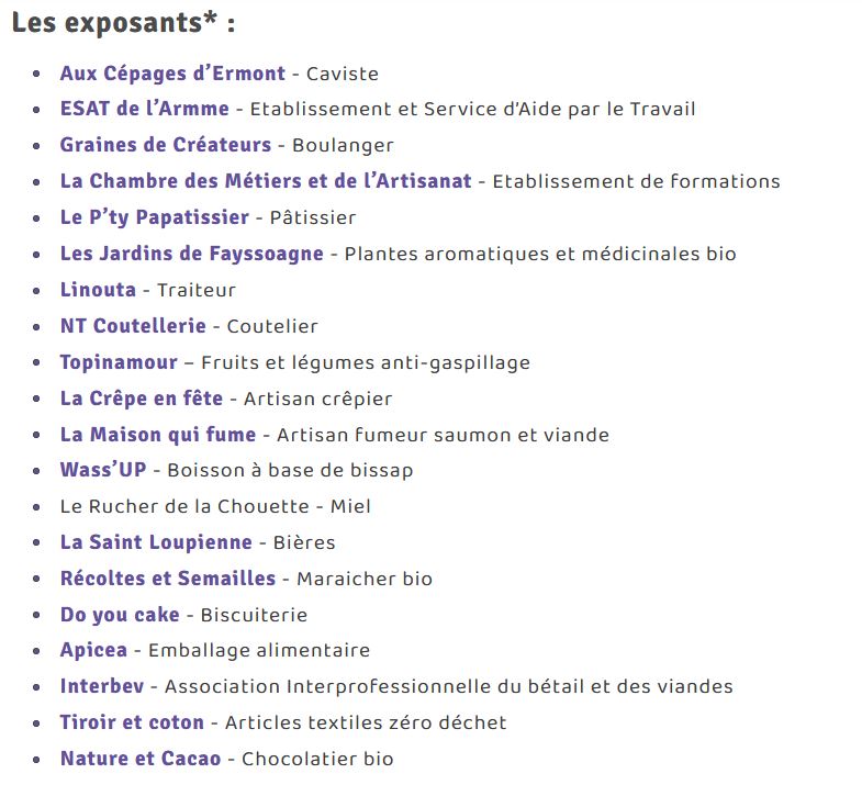 Exposants Goût du terroir Val Parisis 2023
