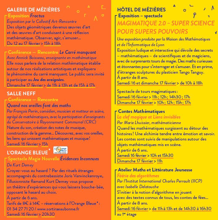 Programme de JEUX FETE MATHS - Eaubonne 2019