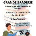 Grande braderie de livres, BD, CD, DVD et Vinyles.