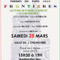 Printemps des poètes : Frontières lecture de poèmes d'hier et d'aujourd'hui.