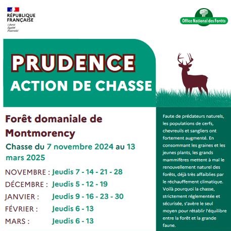 Date de chasses Forêt de Montmorency 2024 - 2025