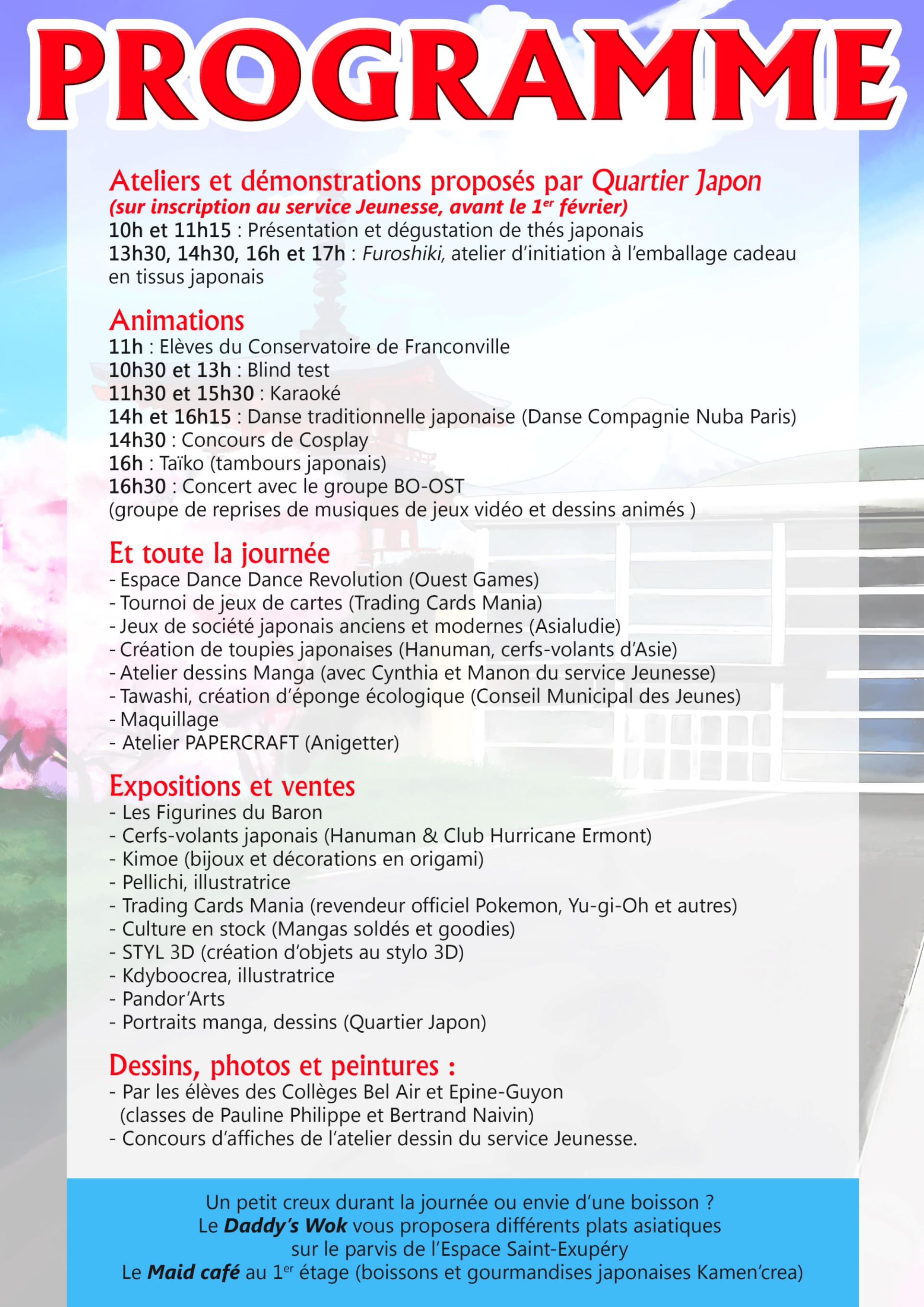 progarmme du festival manga - Franconville 2018