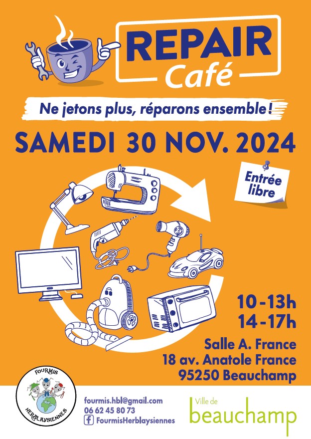 Repair Café à Eaubonne le 30 novembre 2024