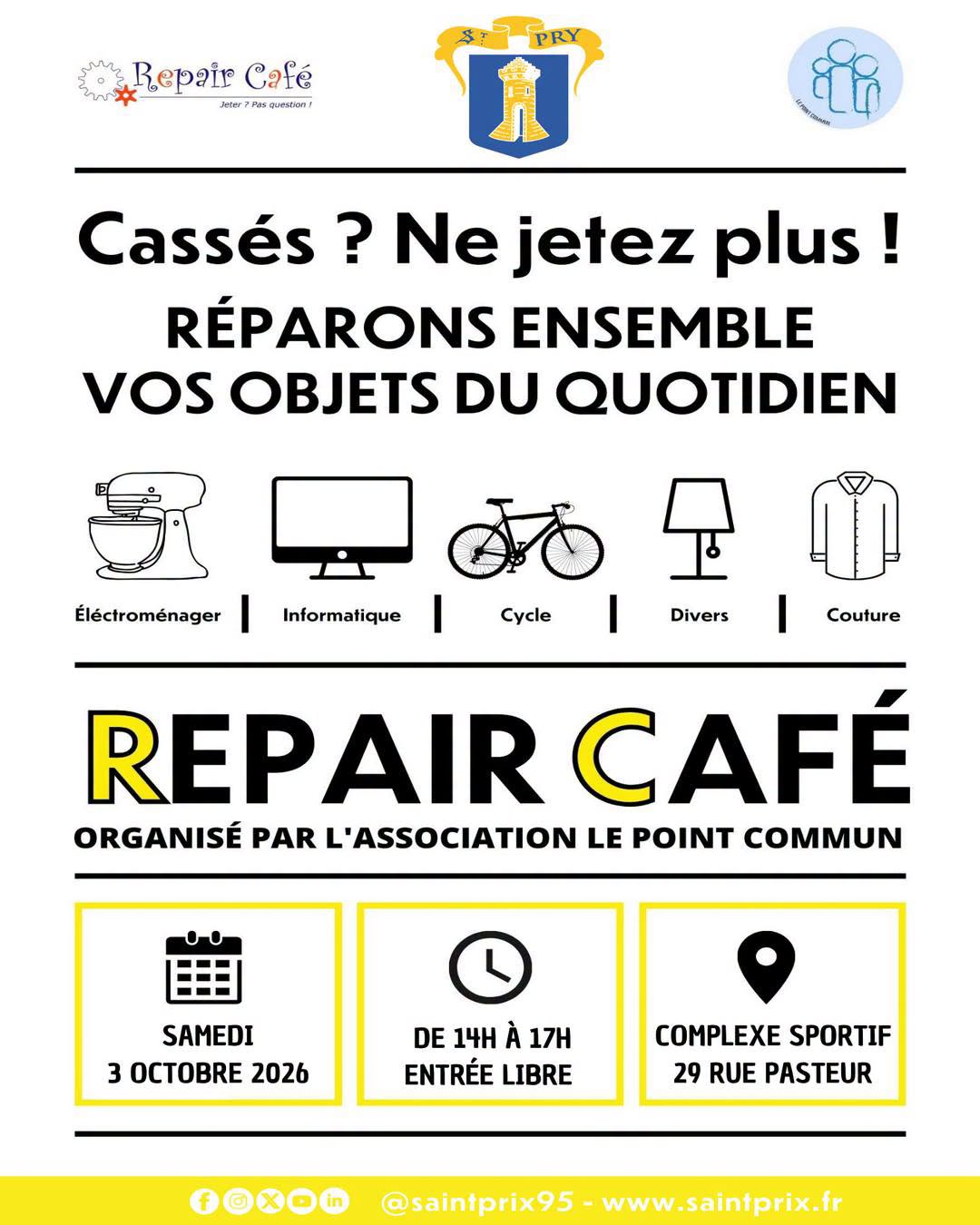 Repair caf&eacute; Saint-Prix 3 octobre 2026