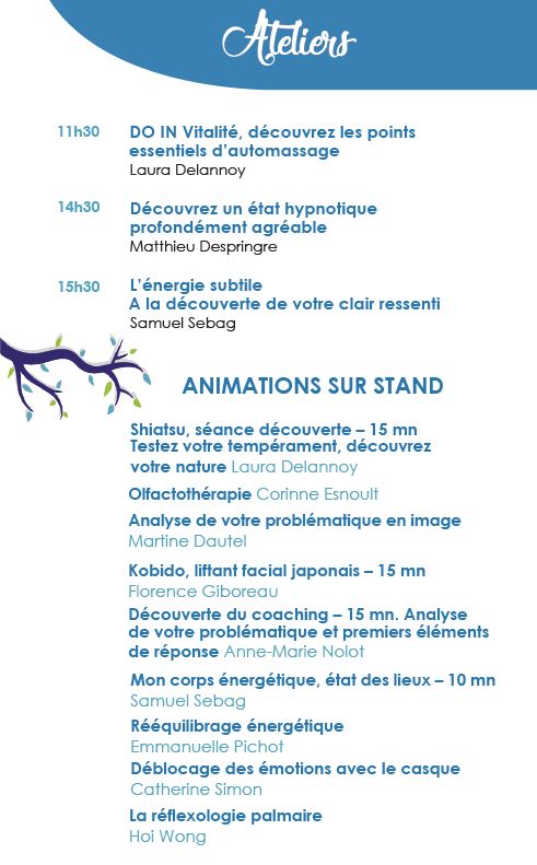 Ateliers et animations Salon bien etre à Saint-Prix 2022