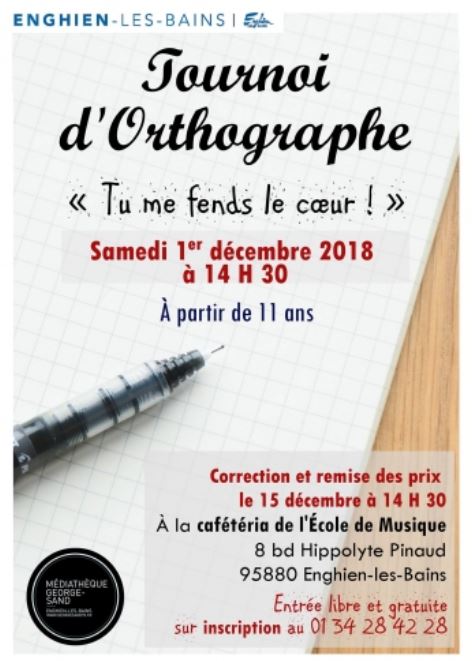 Tournoi d'orthographe - 1er décembre 2018