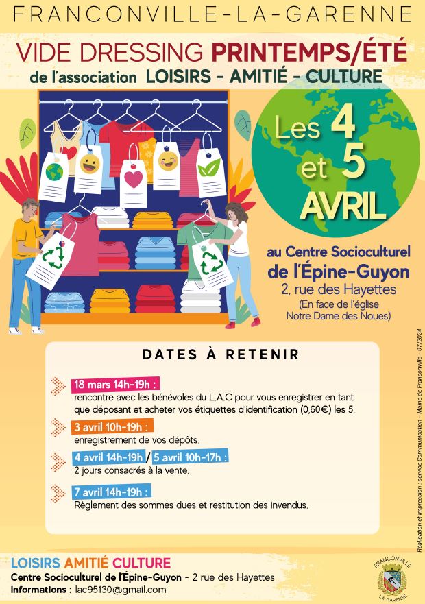 vide dressing à Franconville 4 et 5 avril 2024