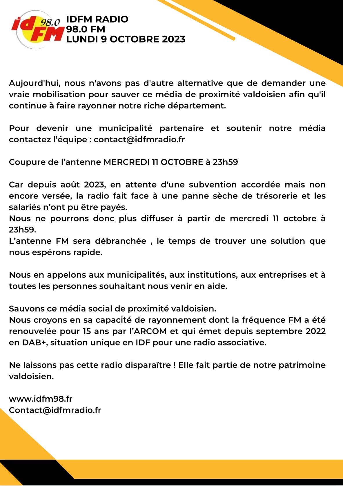 Communiqué de presse IDFM 98 - octobre 2023