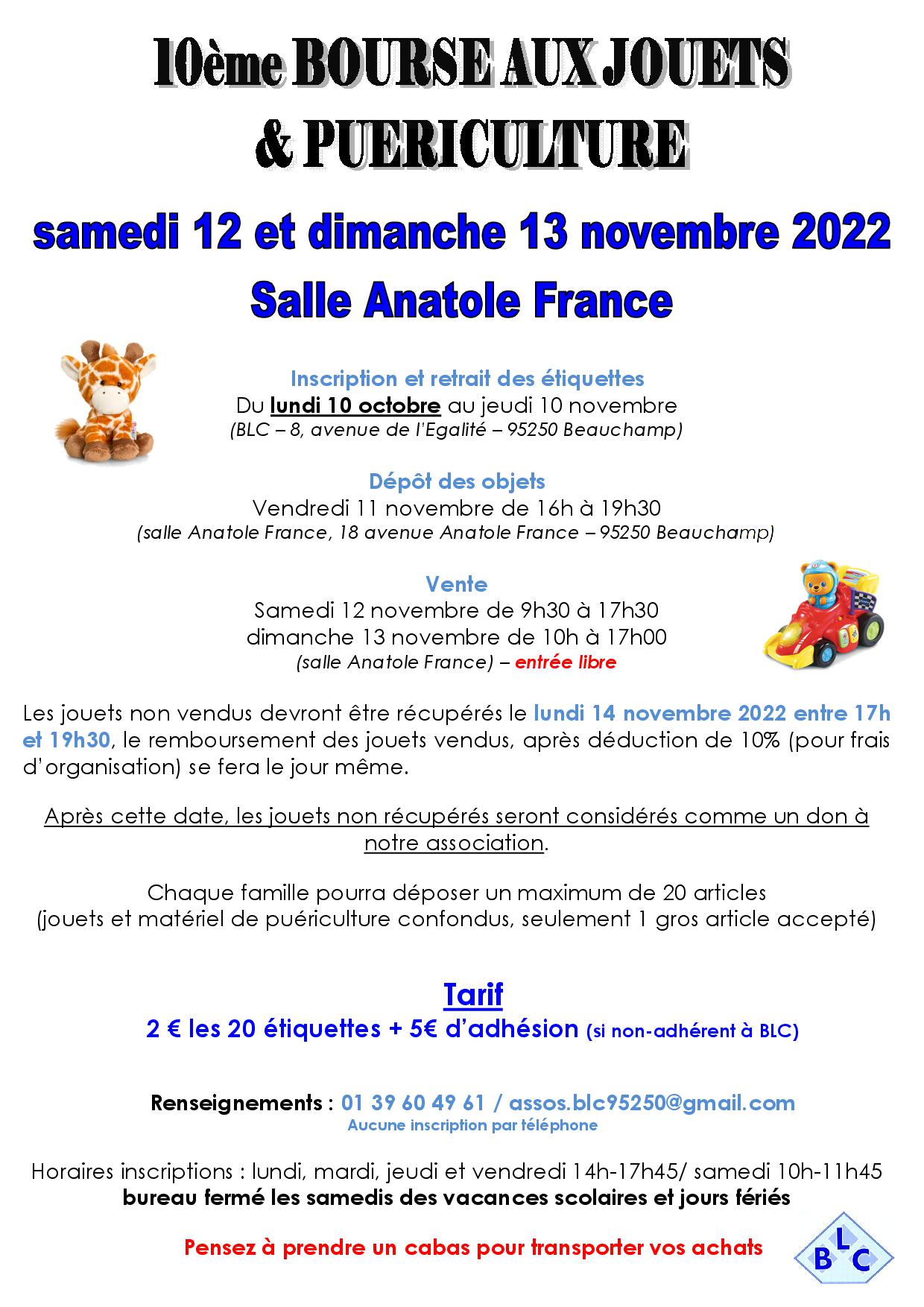 Bourse aux jouets puériculture Beauchamp 2022