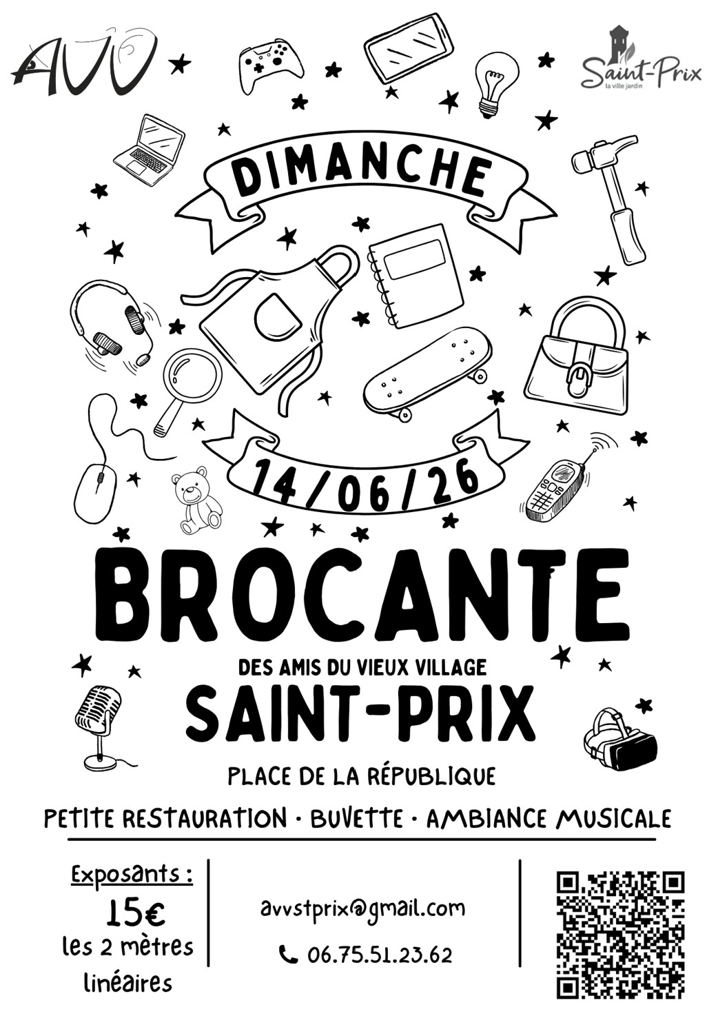 Brocante &agrave; Saint-Prix le 14 juin 2026