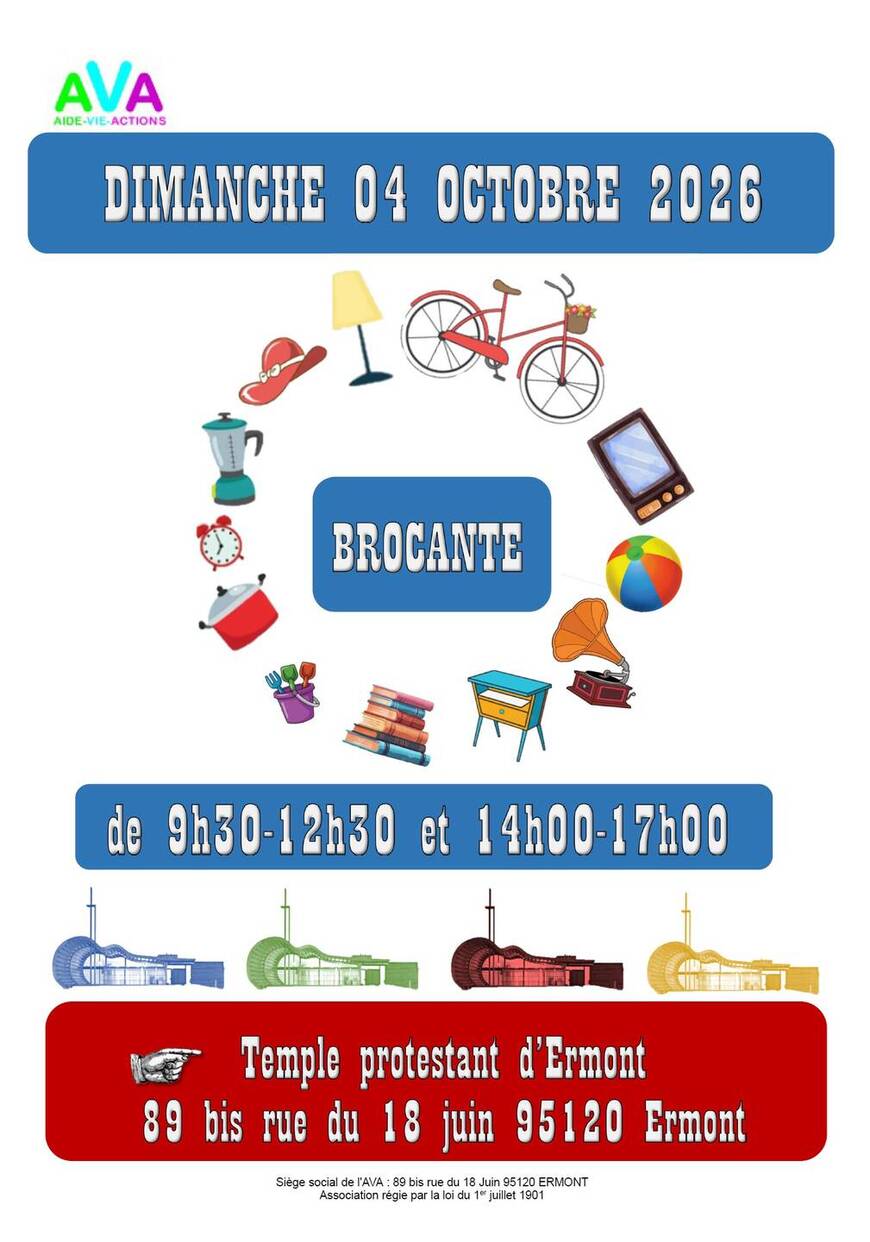 Brocante AVA Ermont le 4 octobre 2026