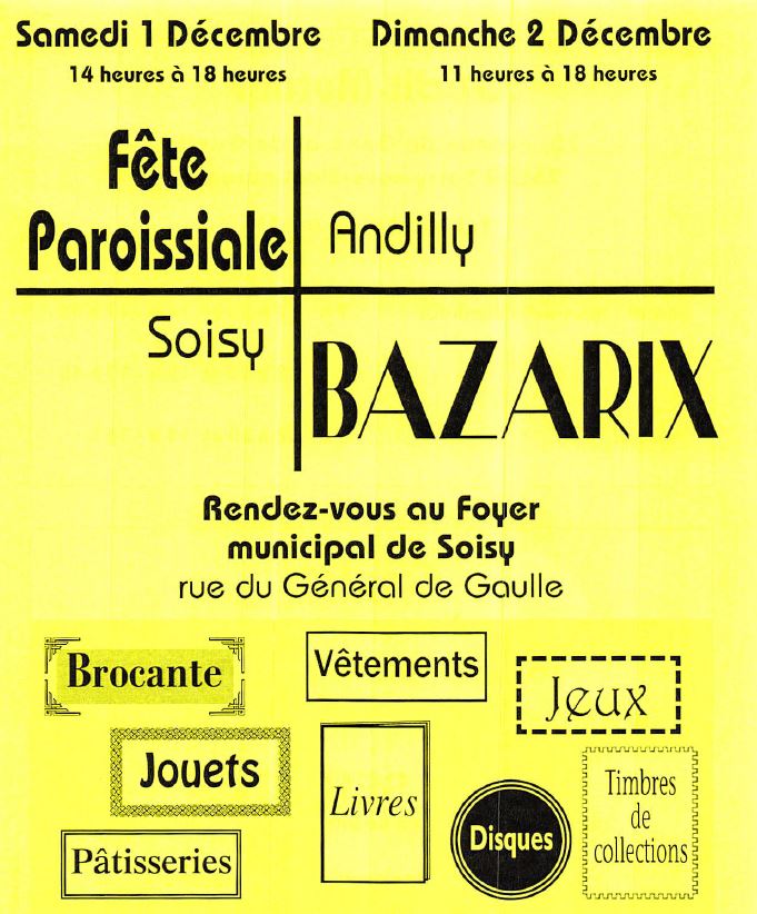 Bazarix à Soisy les 1 et 2 décembre 2018
