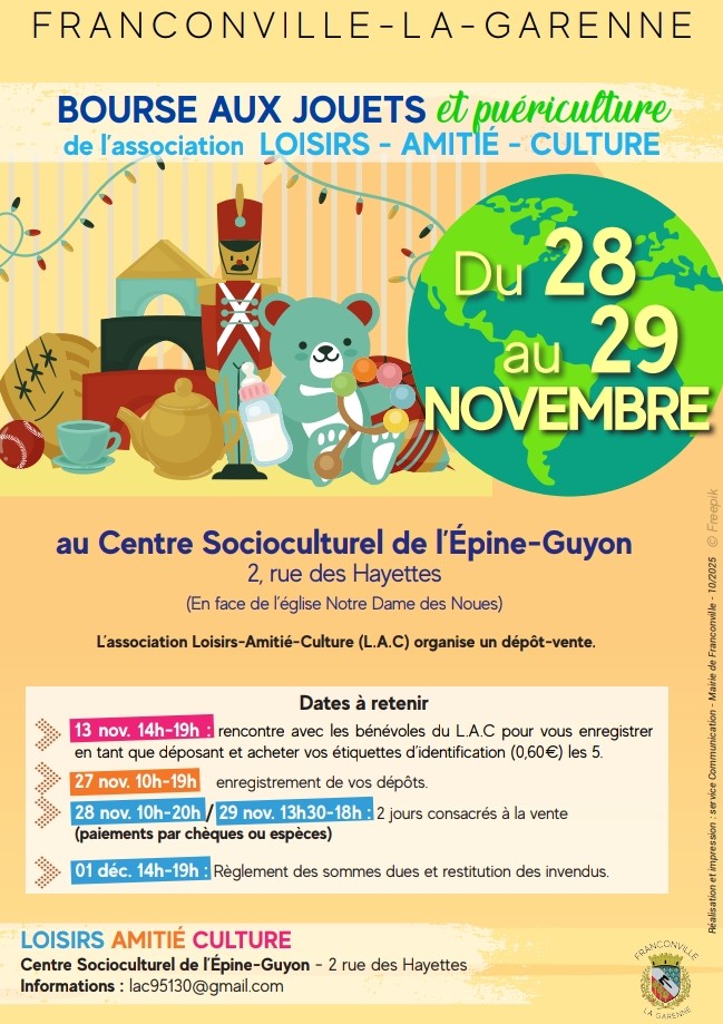 Bourse aux jouets Franconville - 28 et 29 novembre 2025