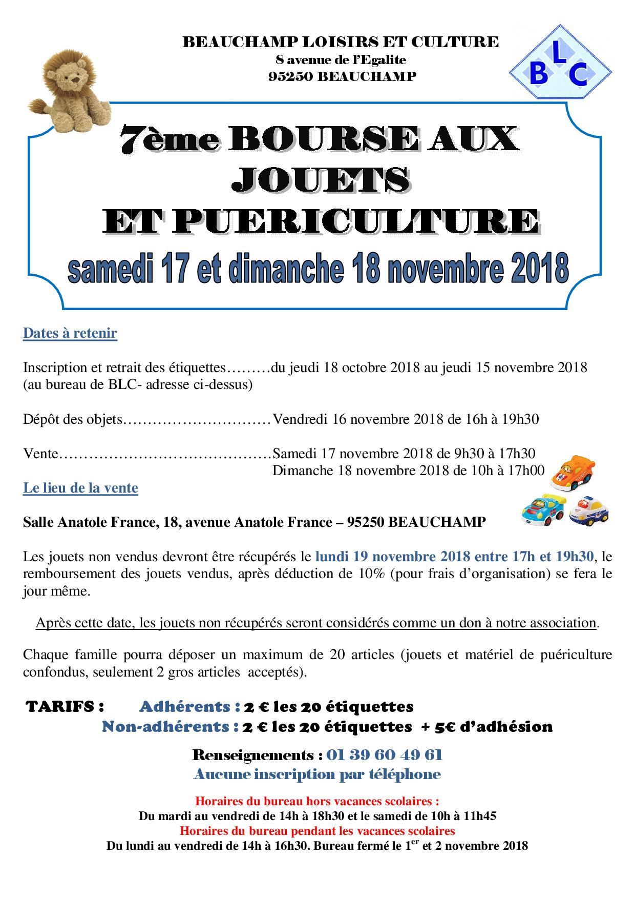 7ème bourse aux jouets Beauchamp 2018