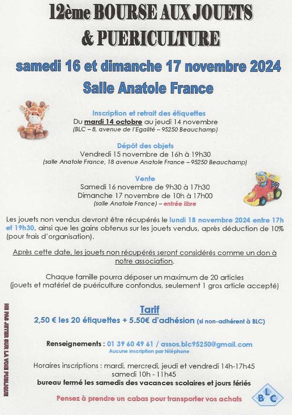 Bourse aux jouets Beauchamp BLC - 2024
