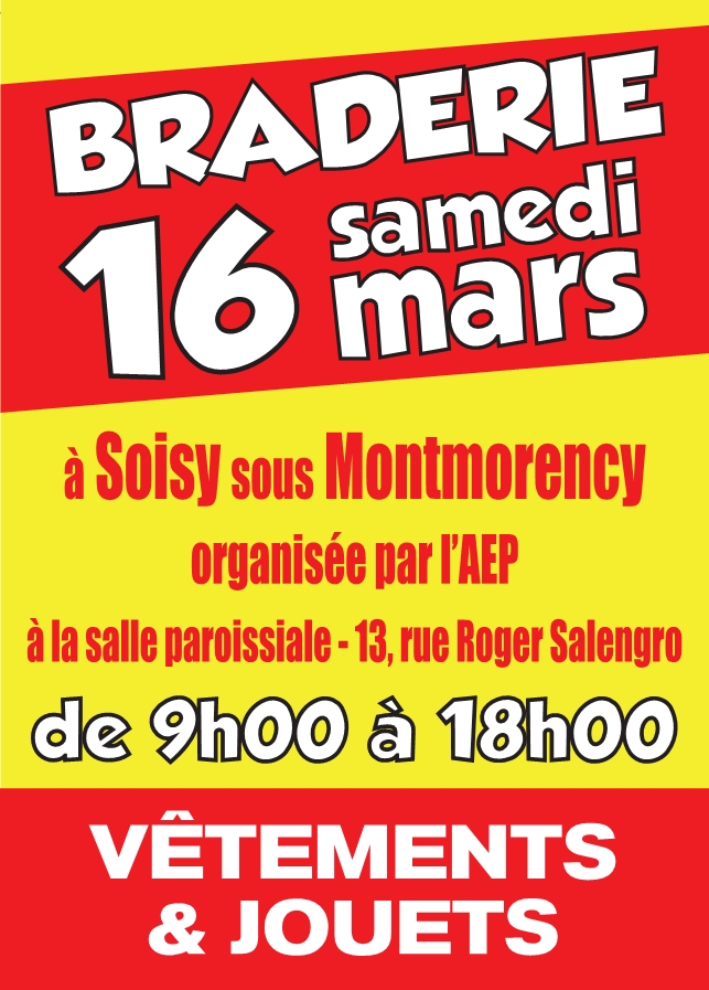 Braderie Soisy 16 mars 2024