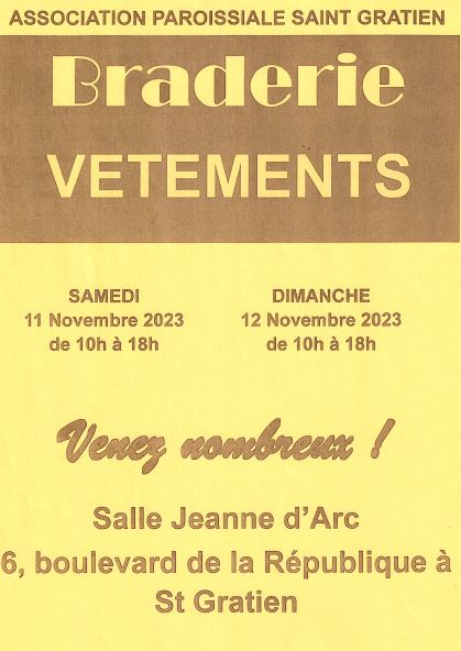 Braderie Paroisse Saint-Gratien - 11 12 novembre 2023