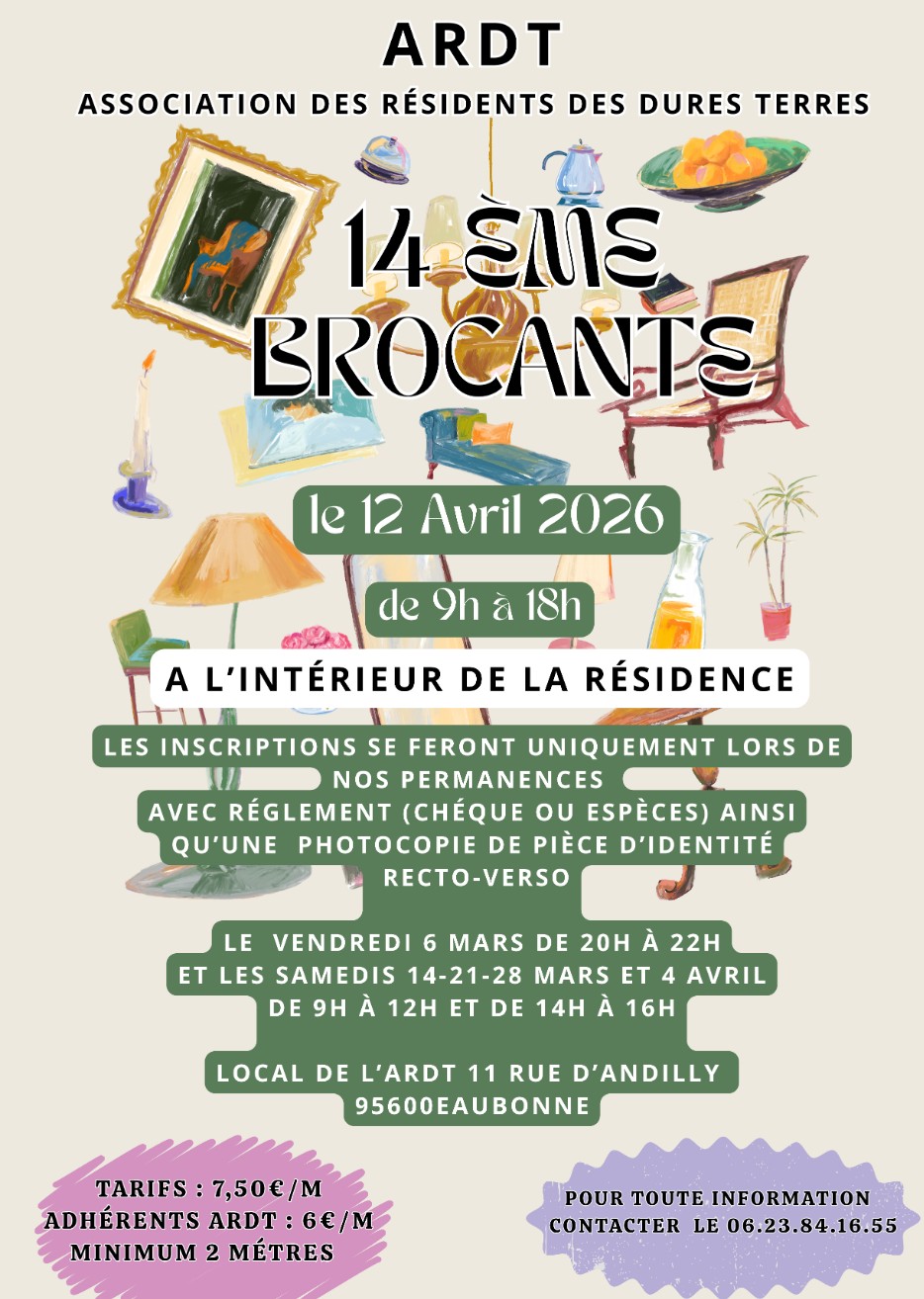 Brocante ARDT Eaubonne - 12 avril 2026