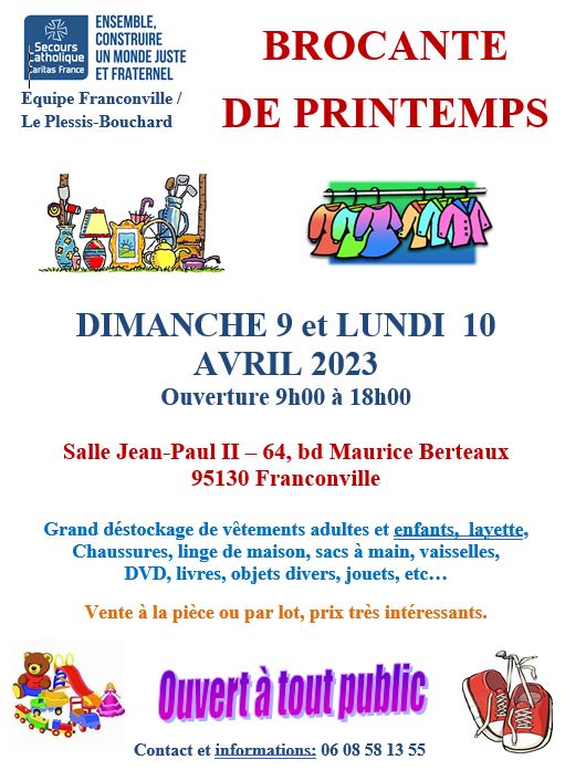 Brocante de printemps du Secours Catholique - Franconville les 9 et 10 avril 2023