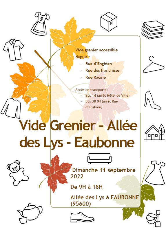 Vide grenier  allée des Lys Eaubonne