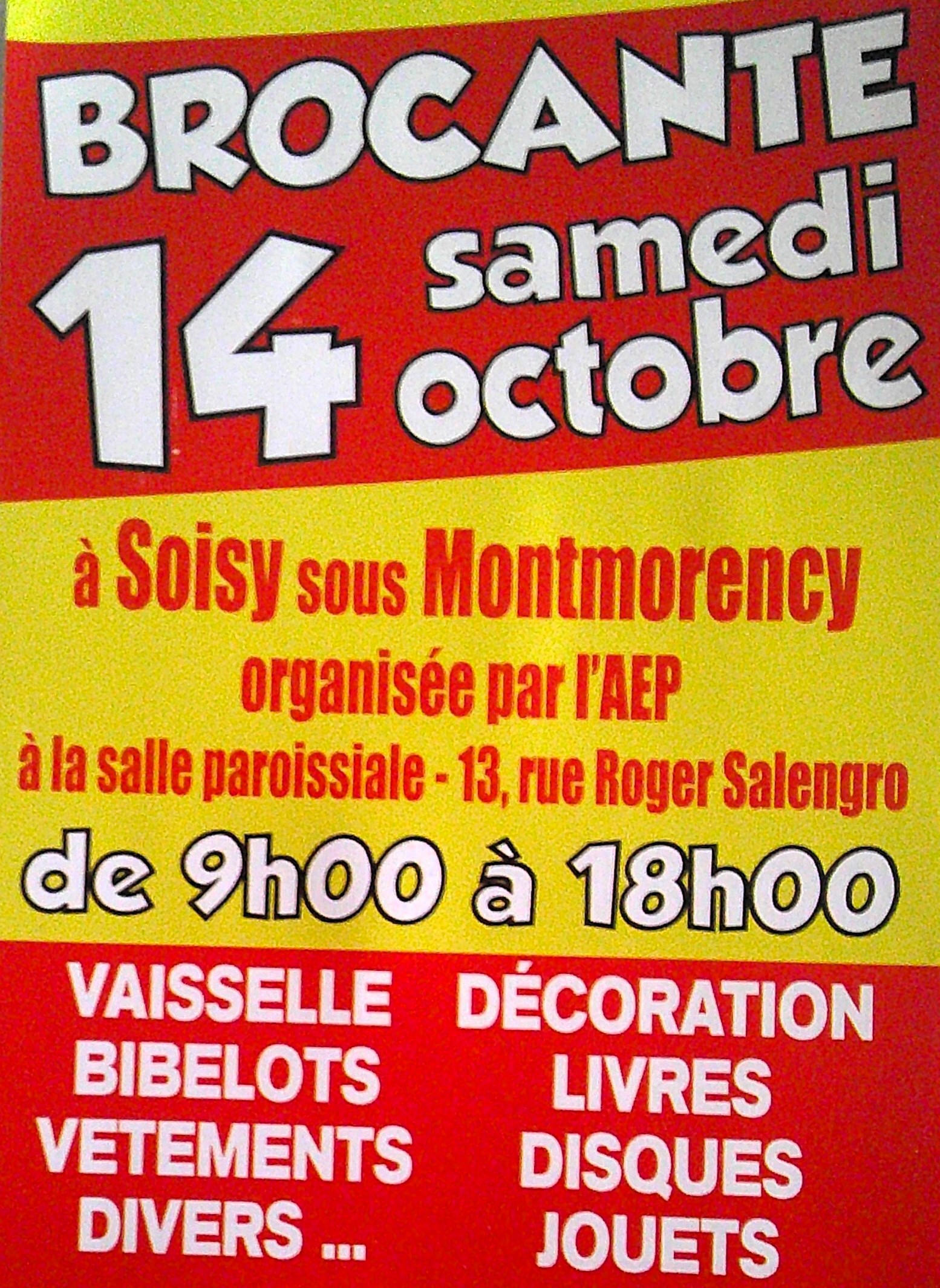 Brocante à Soisy - 14 octobre 2023
