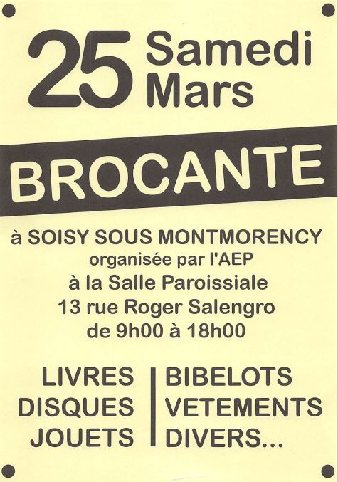 Brocante à Soisy le 25 mars 2017