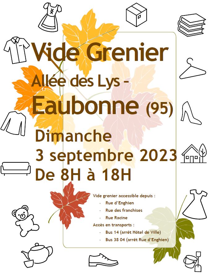 Vide grenier Eaubonne - 3 septembre 2023