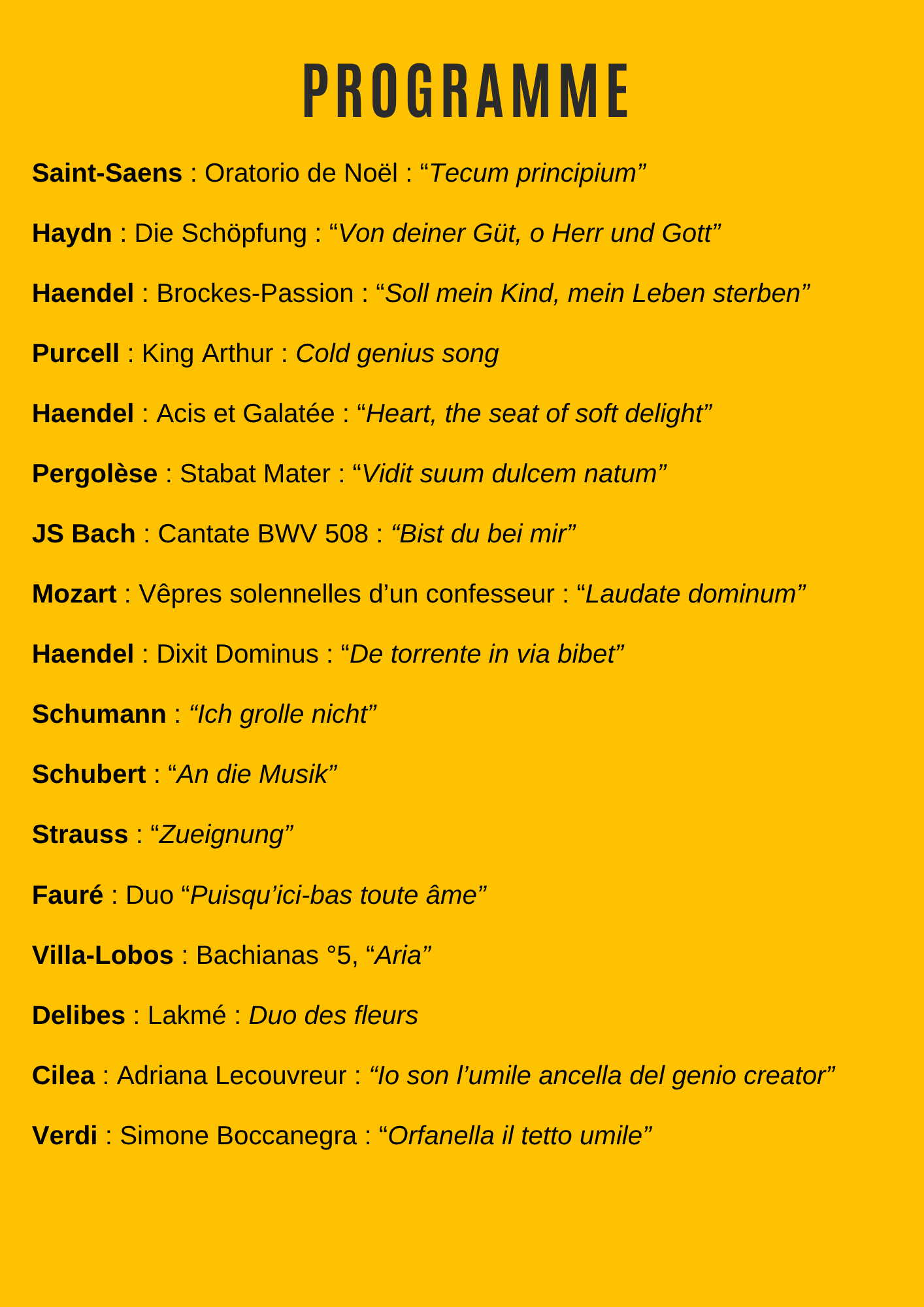 Programme du concert lyrique 14 juin 2026