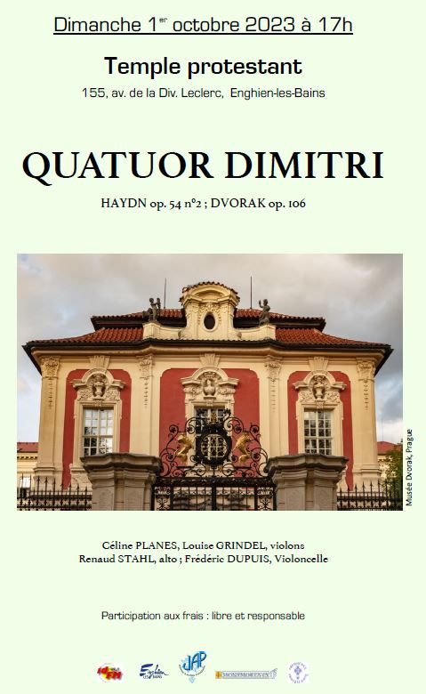 Concert du Temple - Quatuor Dimitri - 1er octobre 2023
