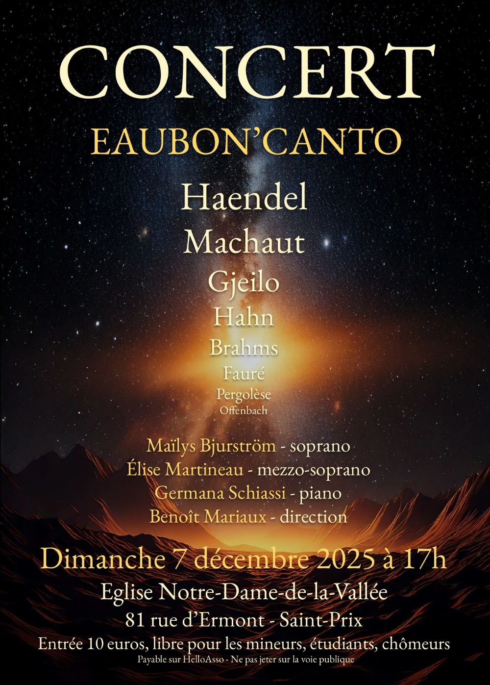 CONCERT Eaubon'Canto Saint-Prix 7 décembre 2025