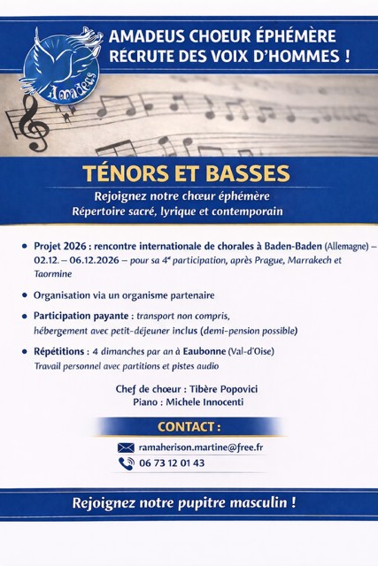 Choeur &eacute;ph&eacute;m&egrave;re Amadeus - Eaubonne