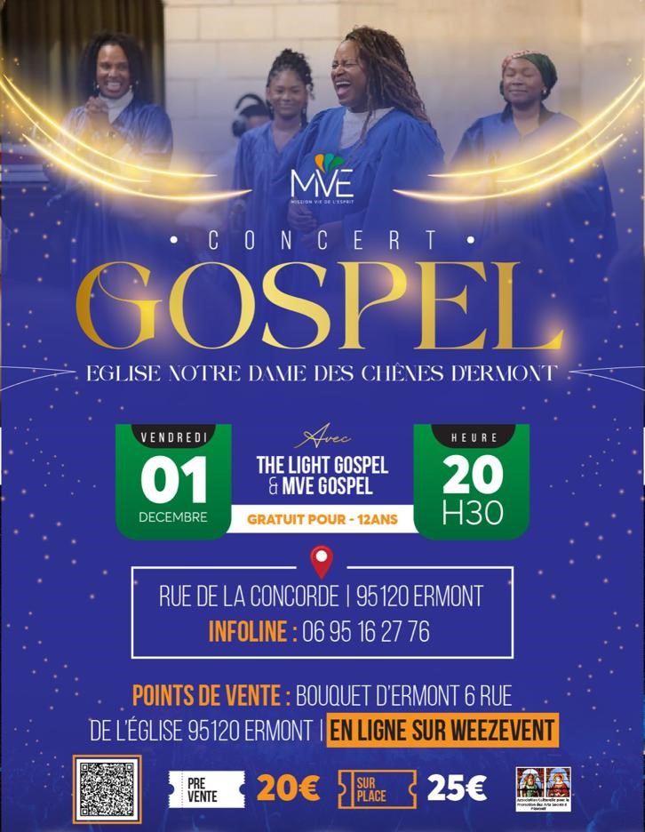 Concert The Light Gospel et MVE Gospel - 1er décembre 2023