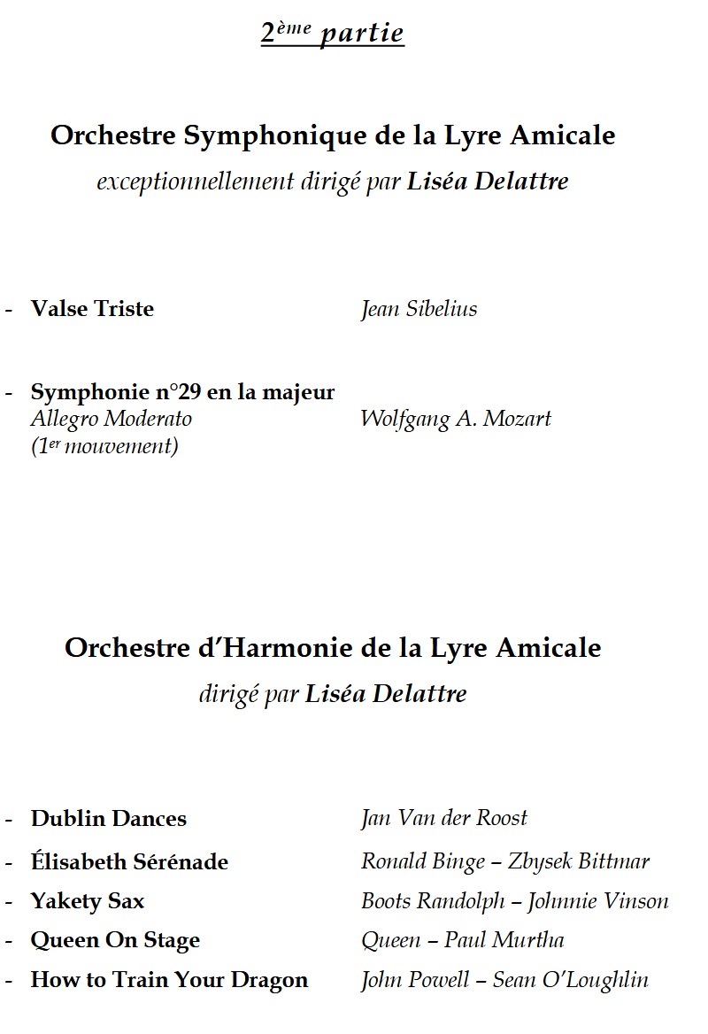 Programme Lyre amicale - 22 mars 2026 Programme Lyre amicale - 22 mars 2026