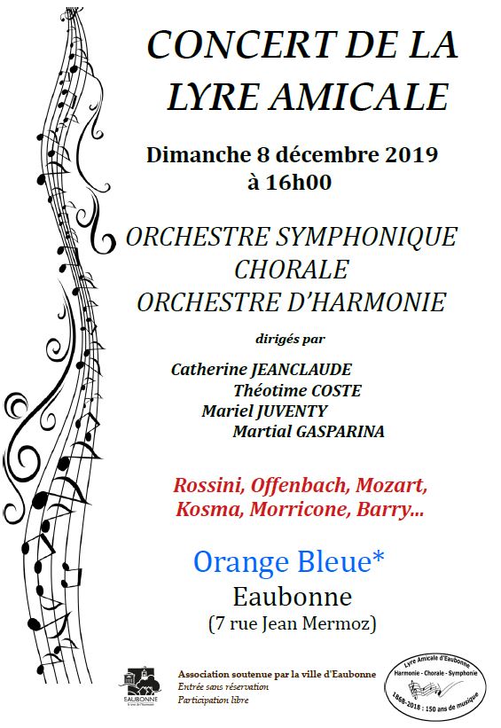 Concert de la Lyre amicale le 8 décembre 2019